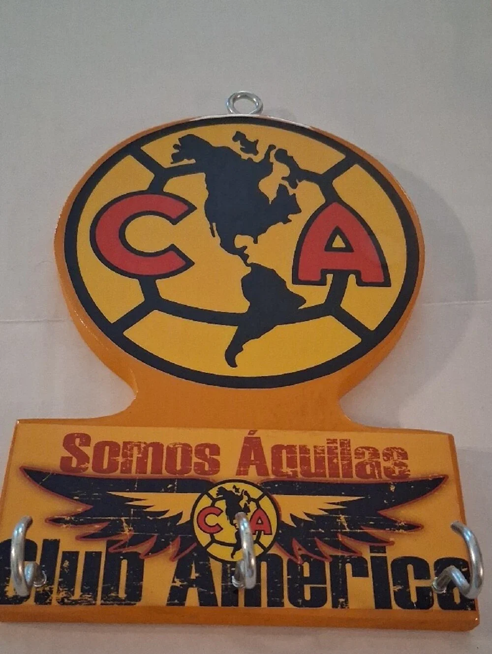 Club América Yellow & Red Wall Hook - Somos Águilas Home Accent